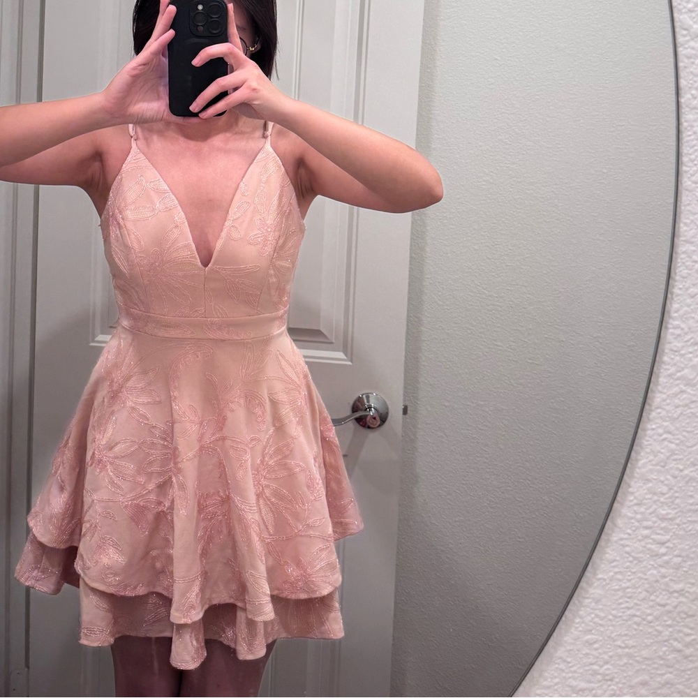 Elegant Pink Lace Dress
